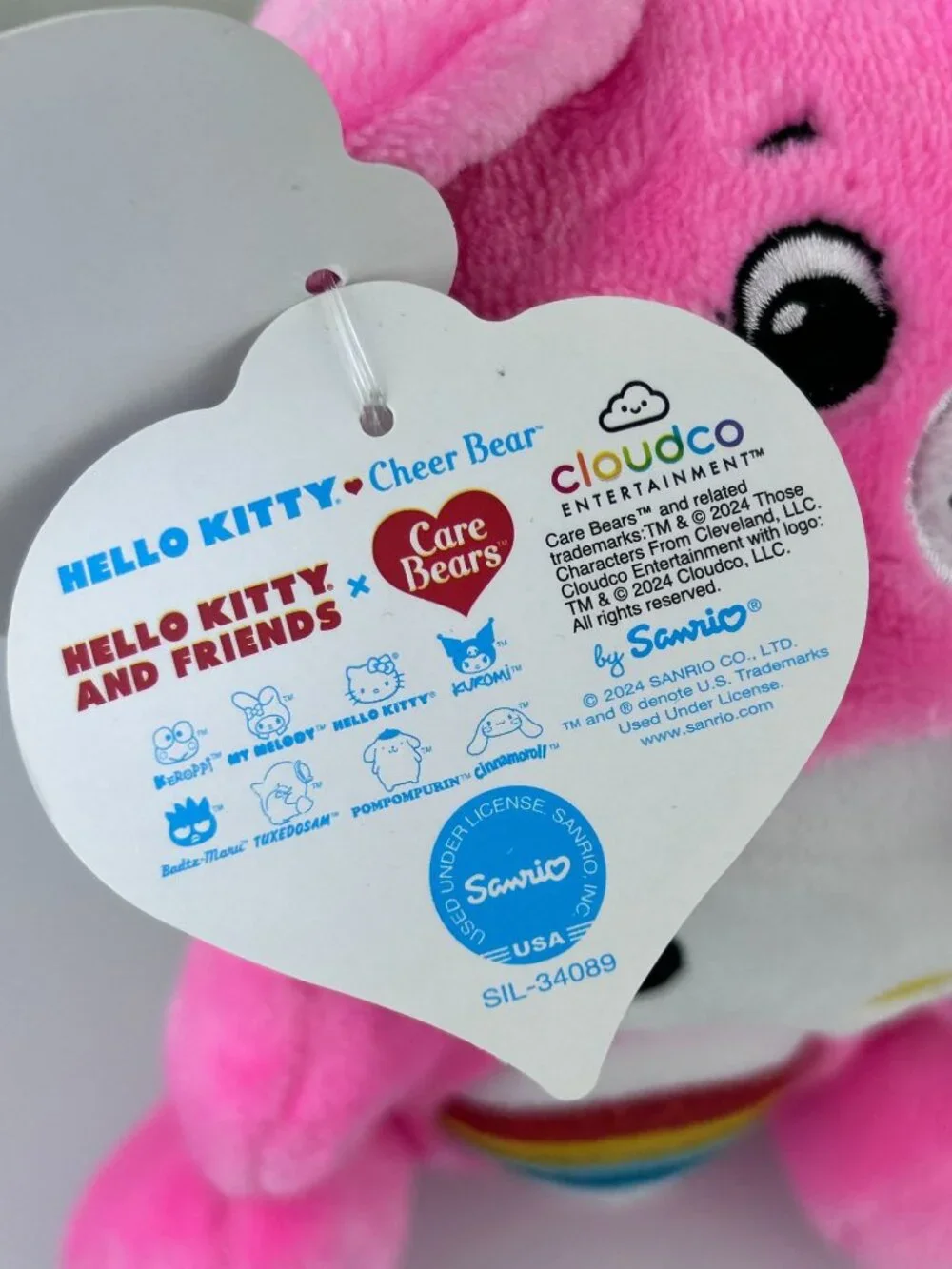 Care Bears Hello Kitty Stuffed Animal Plush Rainbow Bow Gift Cute NWT Sanrio